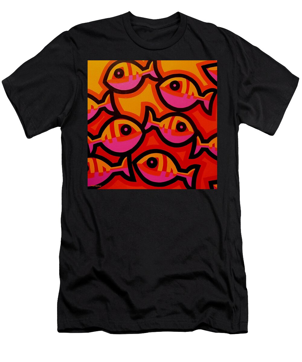  Fish T-Shirt featuring the painting Funky Fish IV by John Nolan