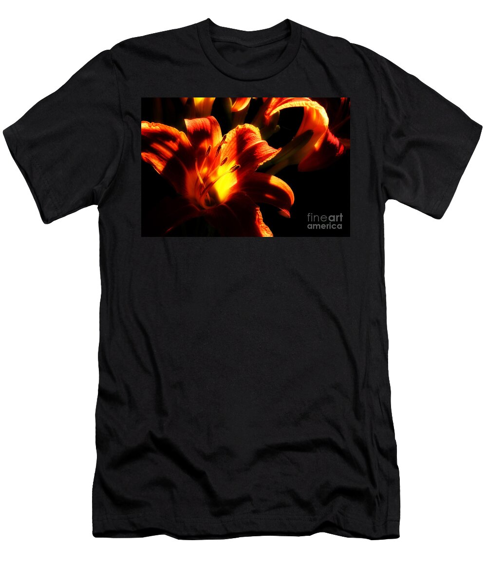 Day Lilies T-Shirt featuring the photograph Garden Flames by Michael Eingle