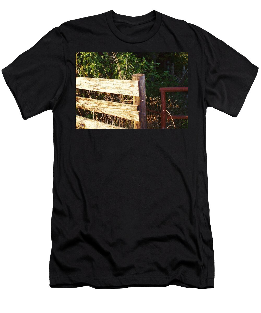 Farm T-Shirt featuring the digital art Gate Post by Robert Habermehl