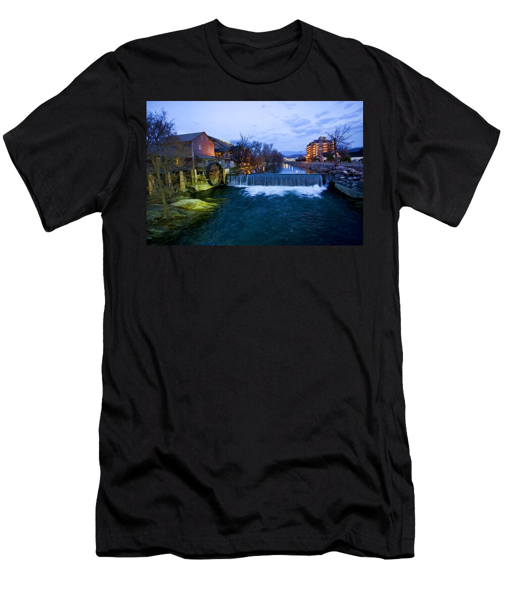 Gatlinburg T-Shirt featuring the digital art Gatlinburg Mill by Paul Bartoszek