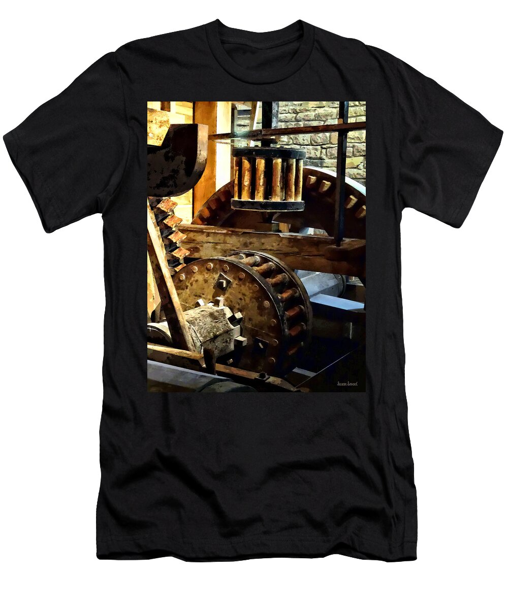 Grist Mill T-Shirt featuring the photograph Gears in a Grist Mill by Susan Savad