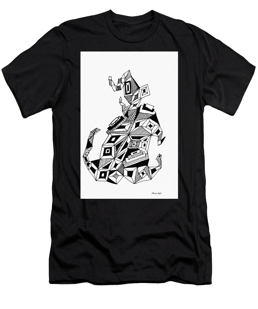 Dog T-Shirt featuring the drawing Geometric Dog by Sarah Loft