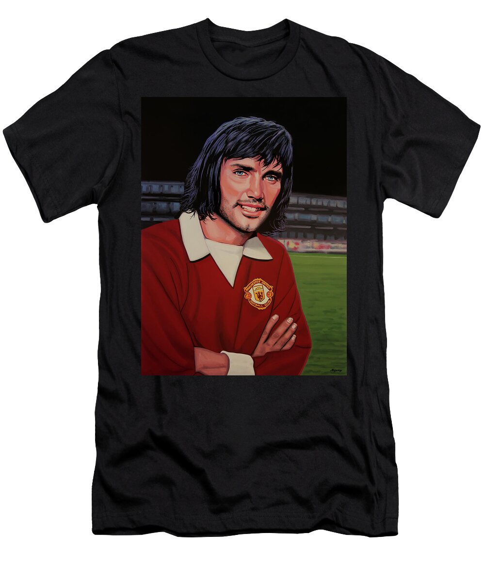 George Best T-Shirt featuring the painting George Best Painting by Paul Meijering