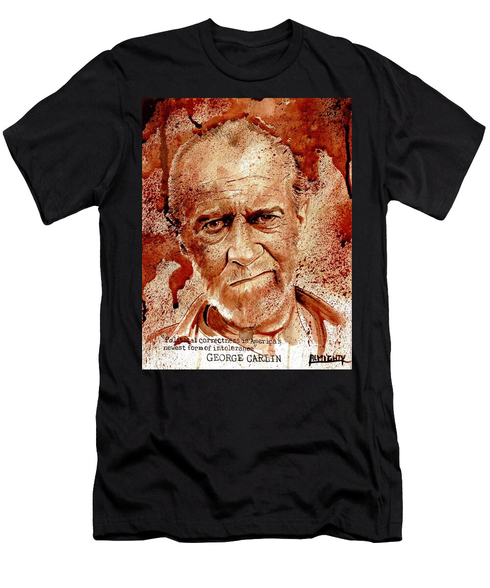 Ryan Almighty T-Shirt featuring the painting GEORGE CARLIN dry blood by Ryan Almighty