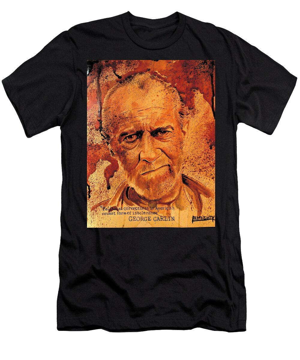 Ryan Almighty T-Shirt featuring the painting GEORGE CARLIN fresh blood by Ryan Almighty