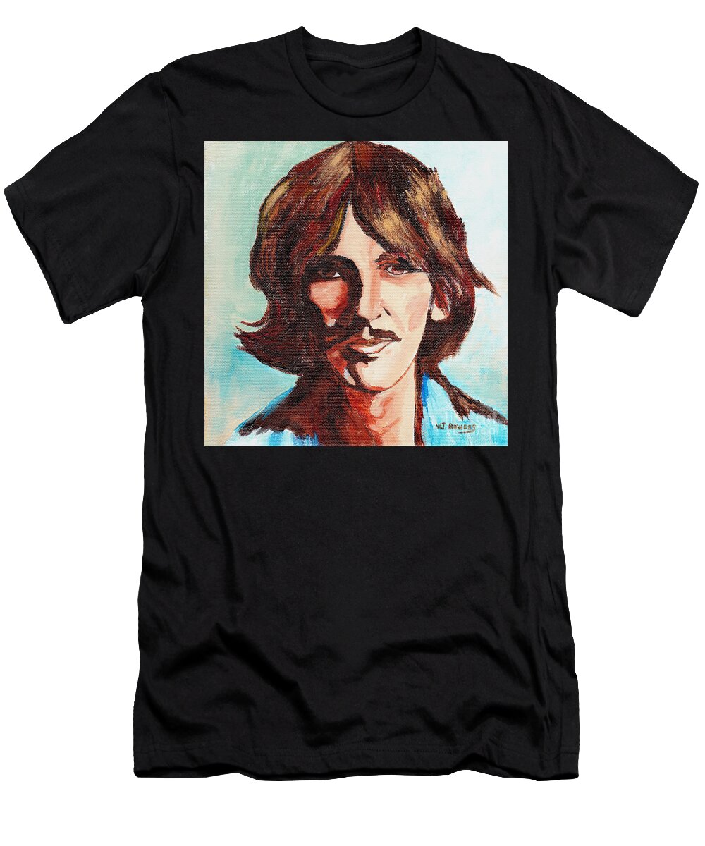 Original Portrait Painting Of George Harrison T-Shirt featuring the painting George Harrison Portrait by William Bowers