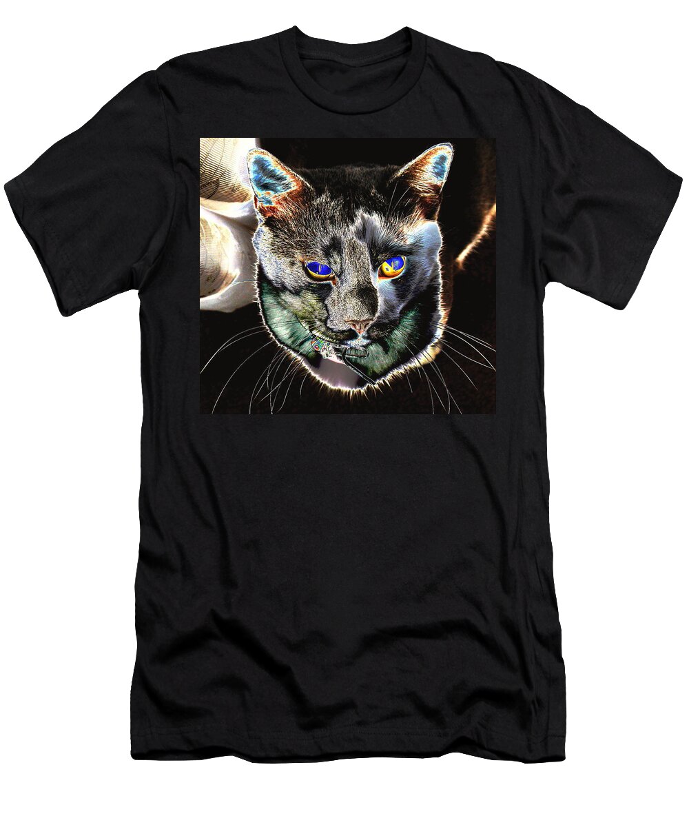 Cat T-Shirt featuring the photograph Ghosty by Larry Beat