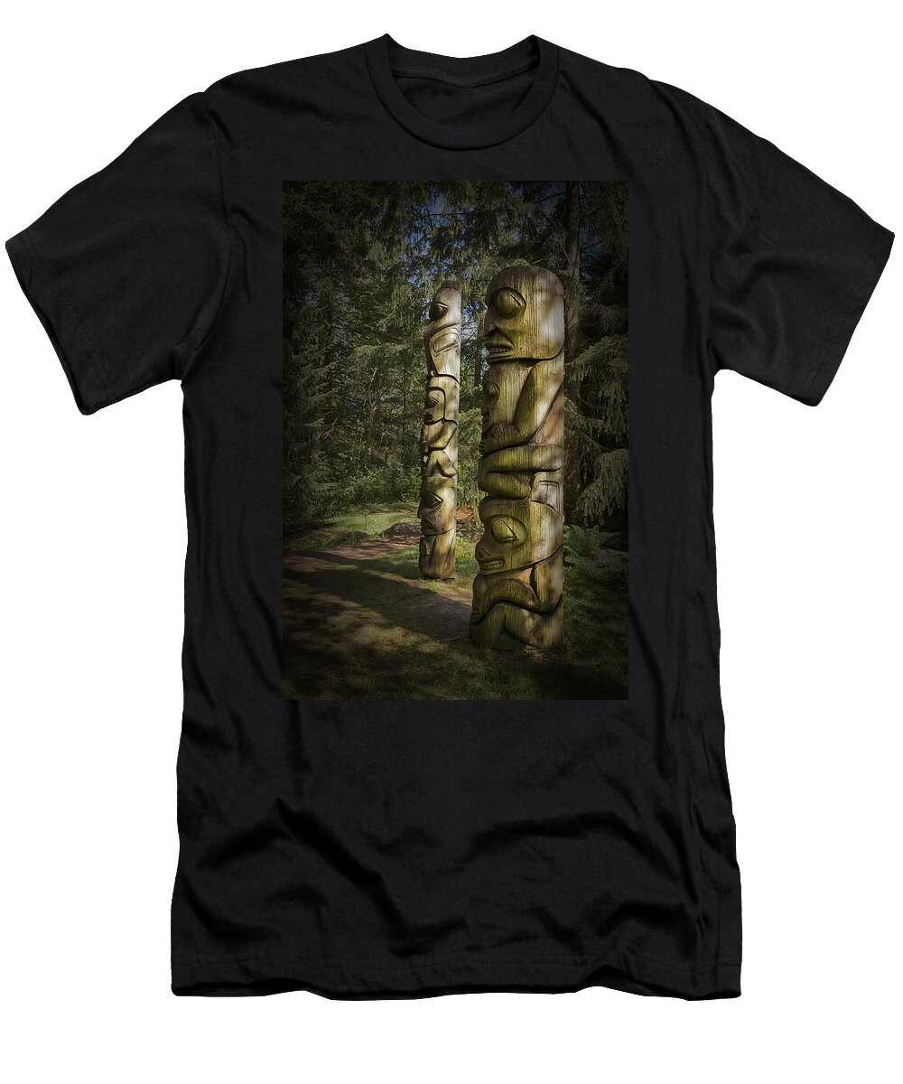  Theresa Tahara T-Shirt featuring the photograph Gitksan Totem Poles by Theresa Tahara
