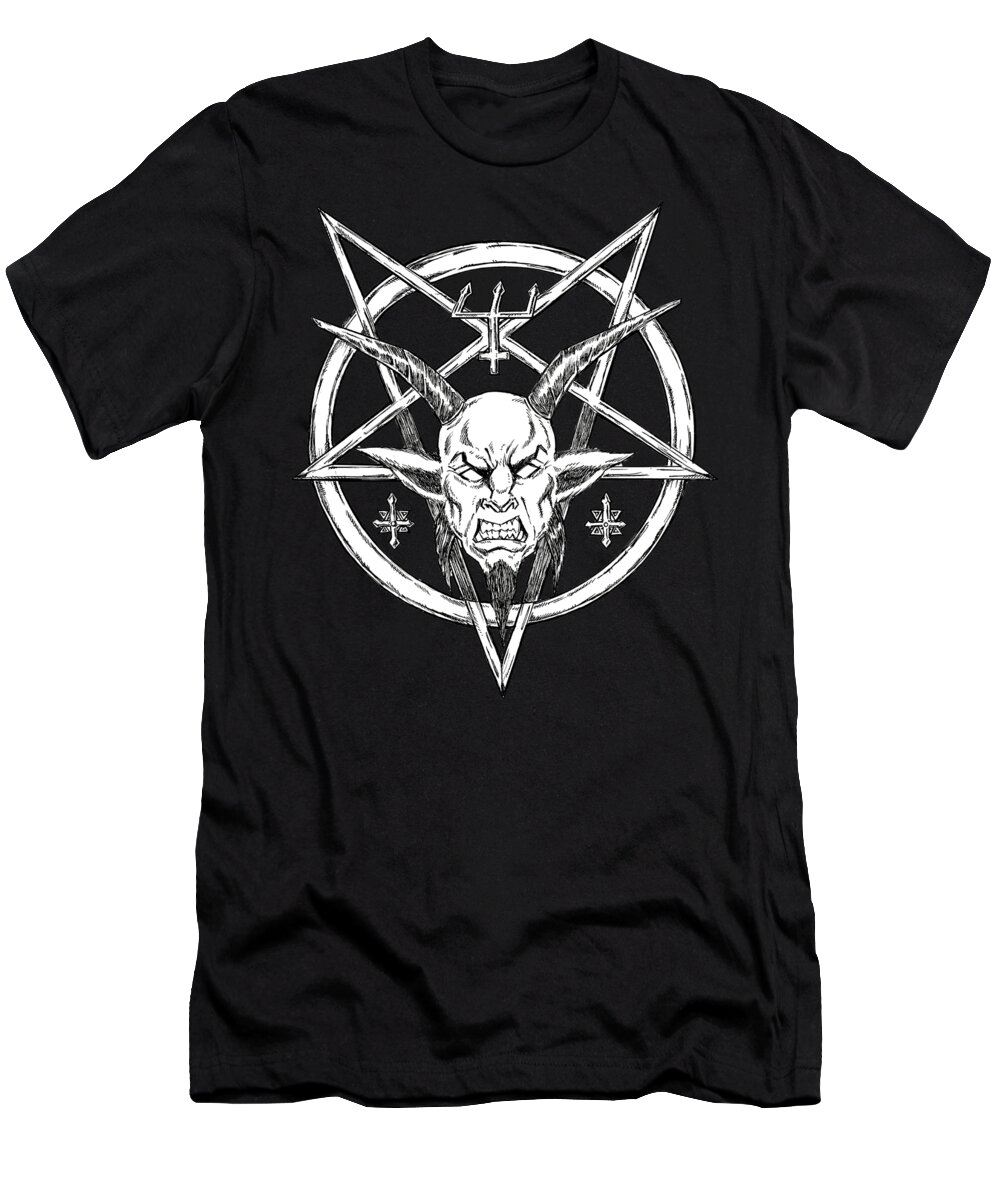 Baphomet T-Shirt featuring the drawing Goatlord Logo Black by Alaric Barca