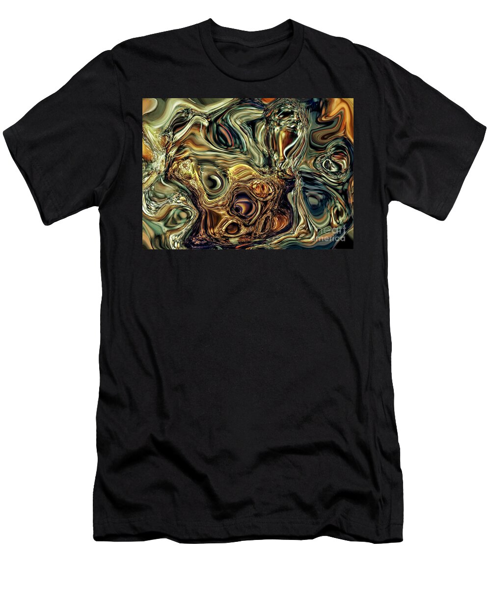 Motion T-Shirt featuring the digital art Golden Abstract by Jim Fitzpatrick