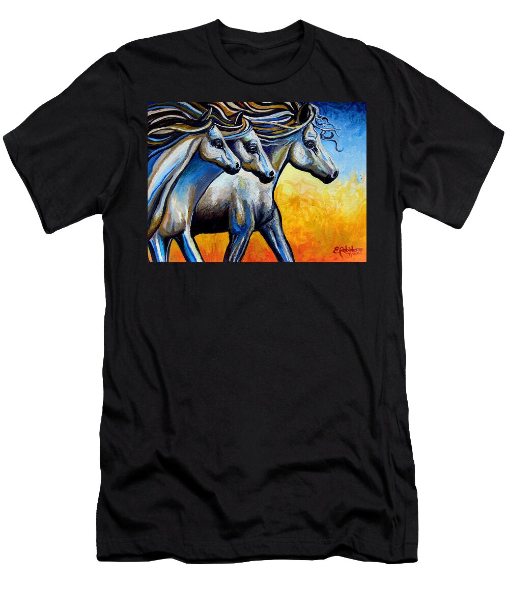 Horse T-Shirt featuring the painting Golden Embers by Elizabeth Robinette Tyndall