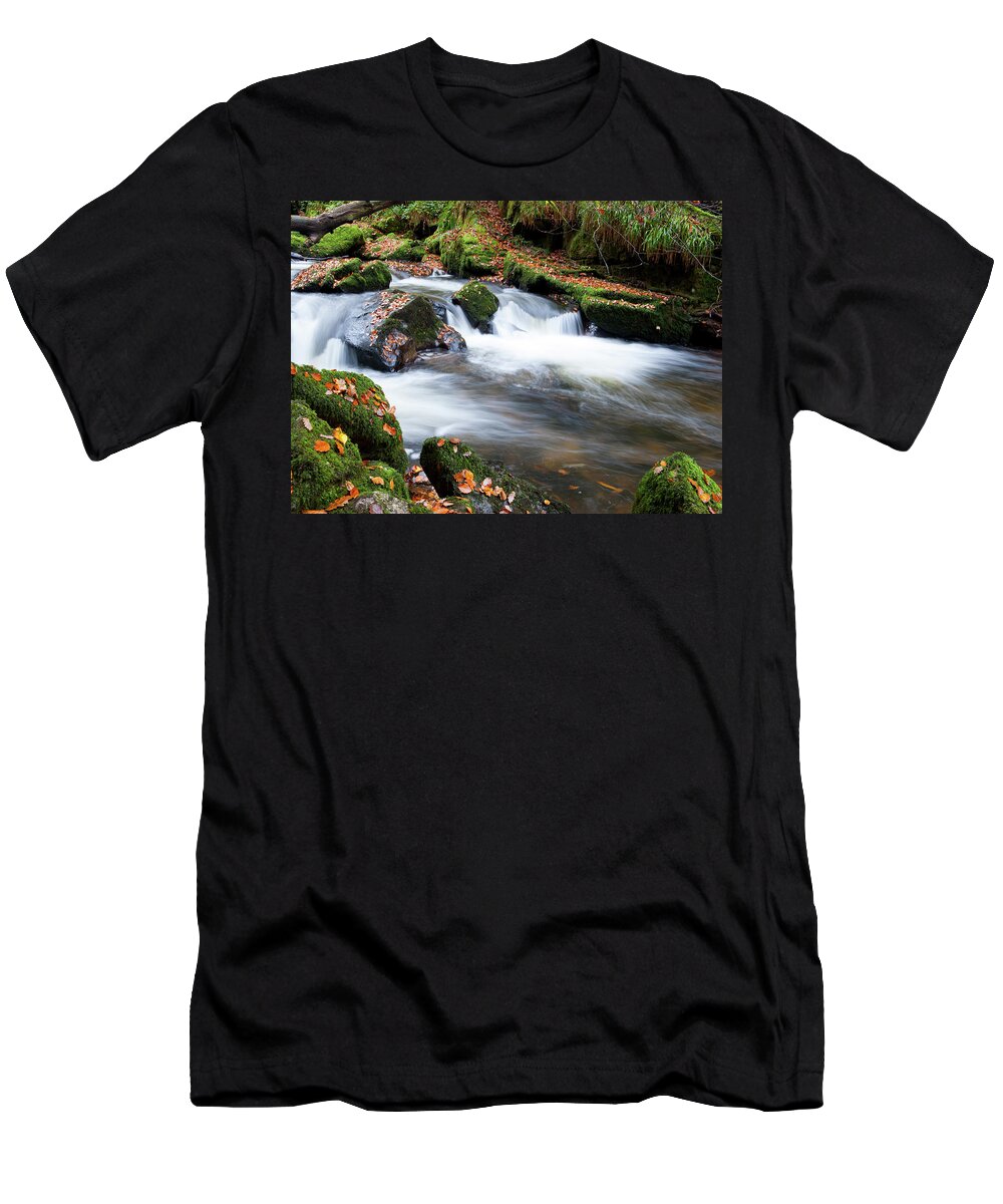 Blurry Water T-Shirt featuring the photograph Golitha Falls iii by Helen Jackson