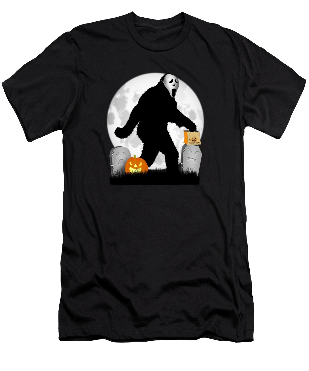 Sasquatch T-Shirt featuring the digital art Gone Halloween Squatchin' by Gravityx9 Designs