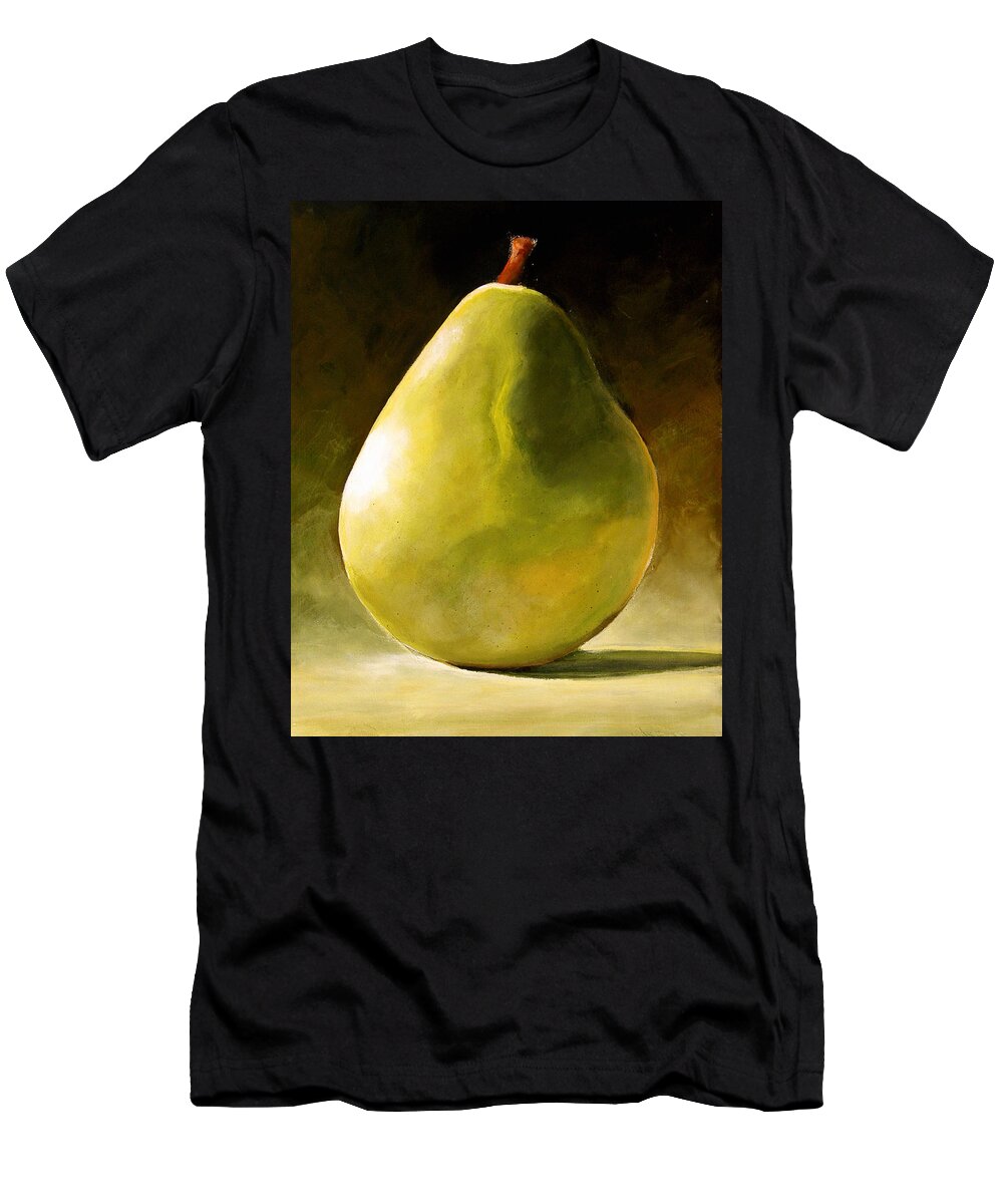 Green T-Shirt featuring the painting Green Pear by Toni Grote