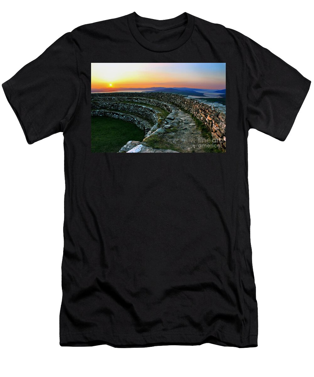 Sunset T-Shirt featuring the photograph Grianan Fort At Dusk by Nina Ficur Feenan