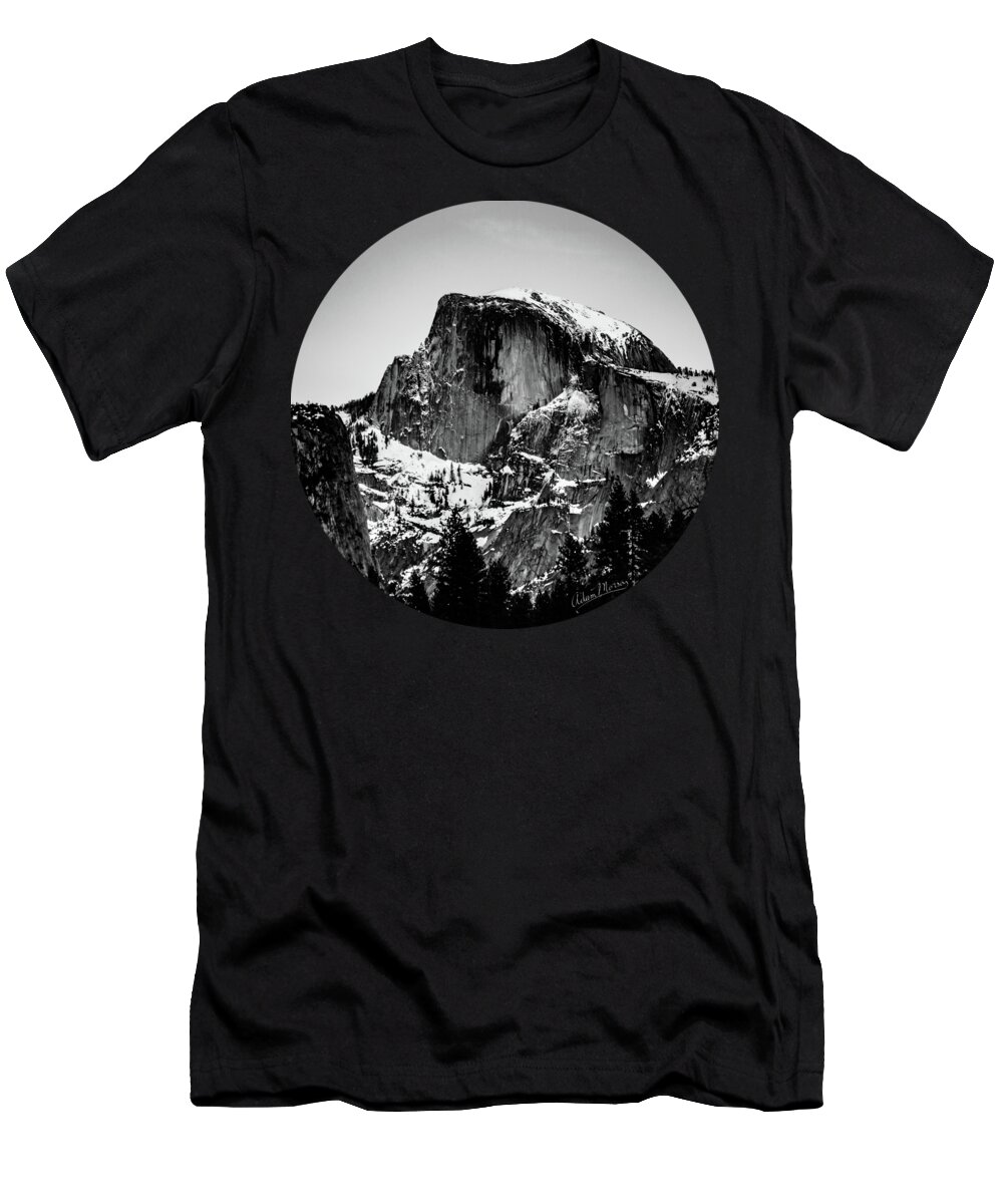 Landscape T-Shirt featuring the photograph Half Dome Aglow, Black and White by Adam Morsa