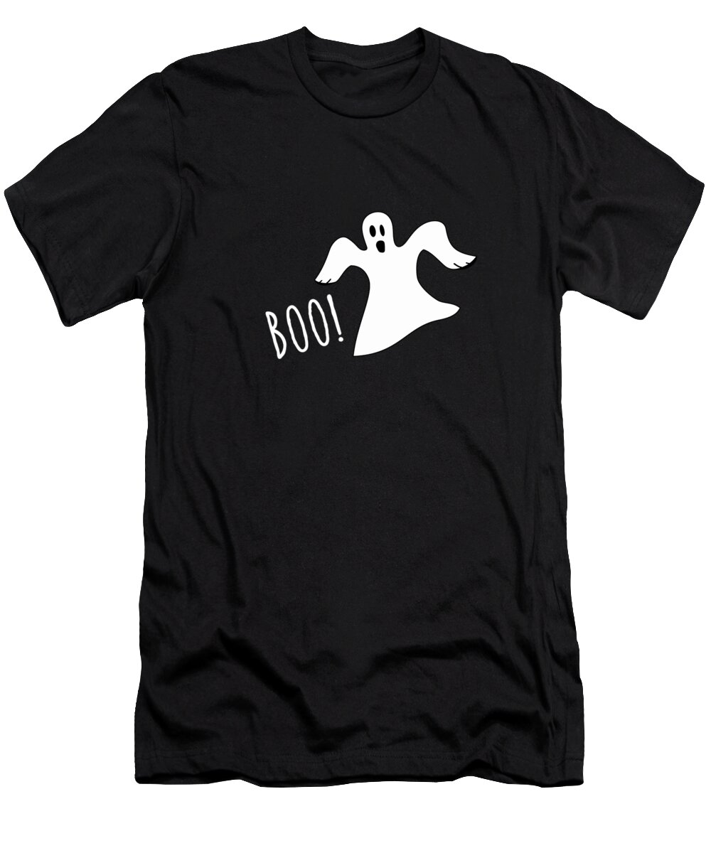 Halloween T-Shirt featuring the painting Halloween Ghost Boo by Spooky Designs