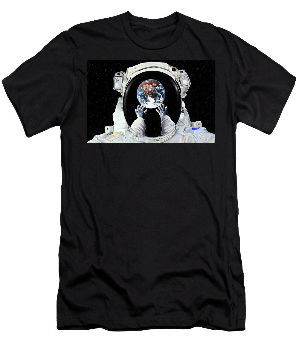 Astronaut T-Shirt featuring the digital art Handle With Care by Norman Klein