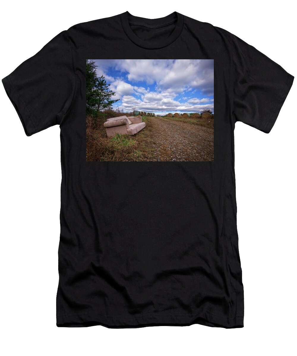Bale T-Shirt featuring the photograph Hay Sofa Sky by Alan Raasch