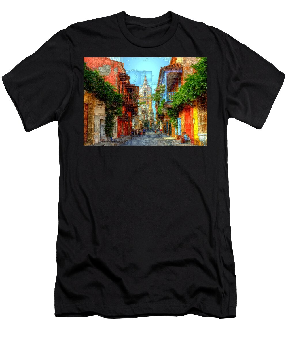 Rafael Salazar T-Shirt featuring the digital art Heroic City, Cartagena de Indias Colombia by Rafael Salazar