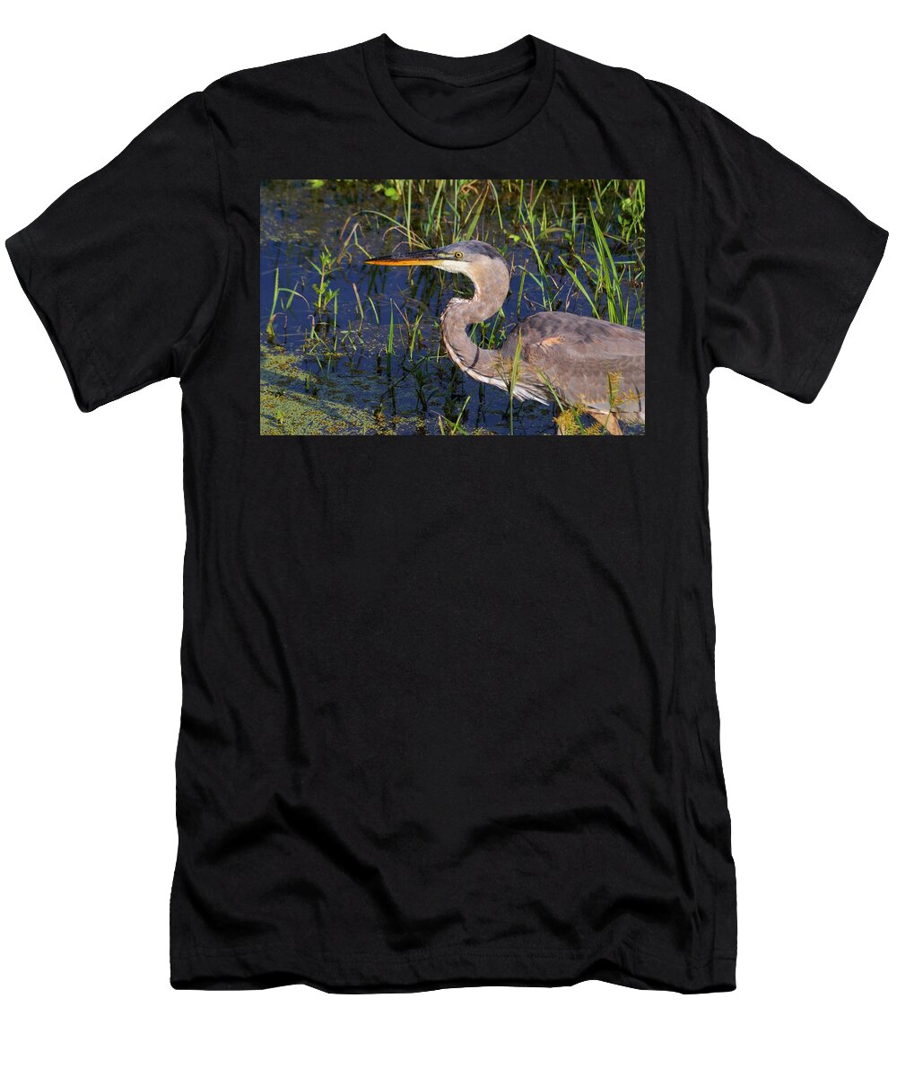 Heron Macro T-Shirt featuring the photograph Heron Macro by Warren Thompson