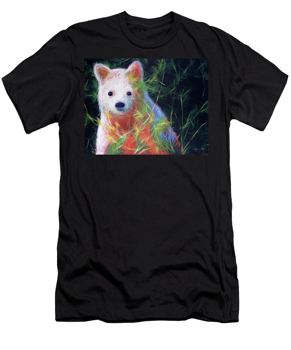 Bear T-Shirt featuring the painting Hiding in the Vines by Angela Treat Lyon
