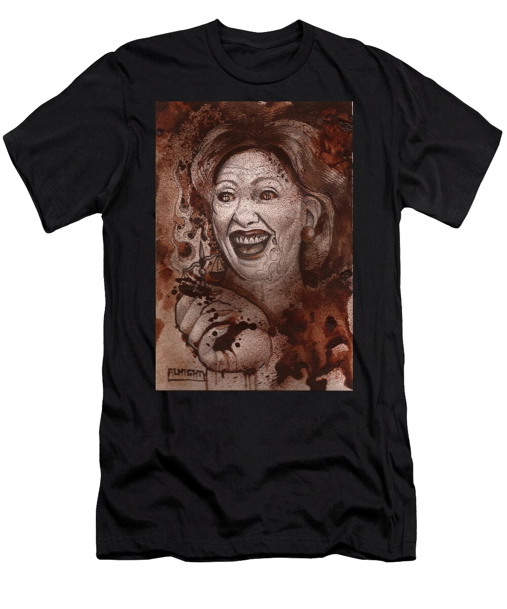 Ryan Almighty T-Shirt featuring the painting Hillary Clinton by Ryan Almighty