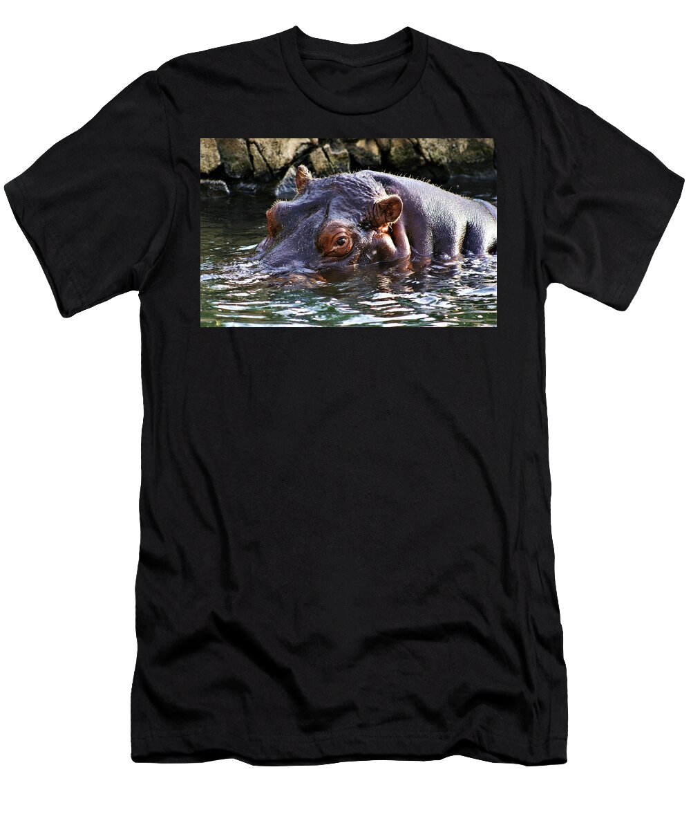 Hippo T-Shirt featuring the photograph Hippo 3779_2 by Steven Ward