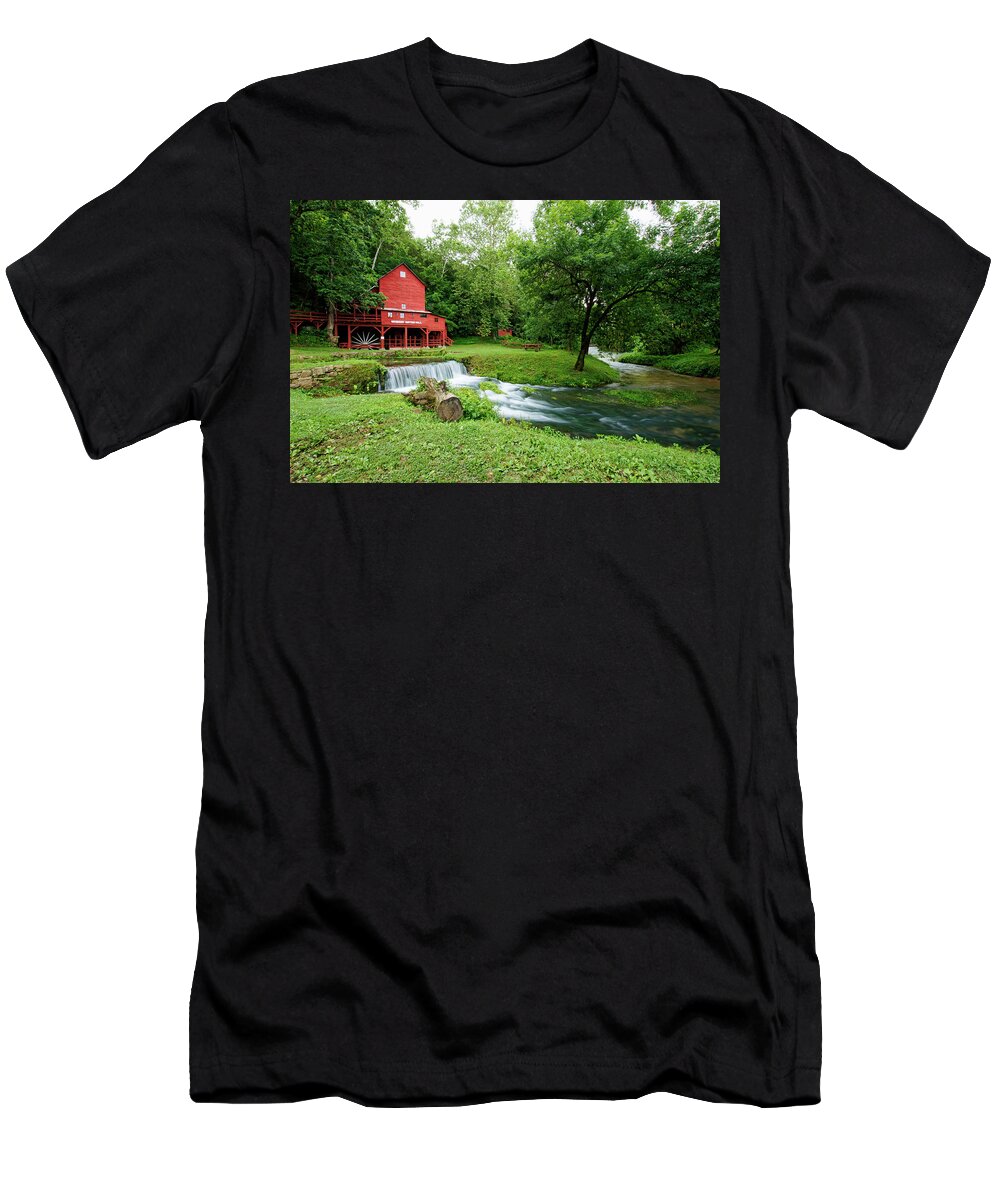 Hodgson T-Shirt featuring the photograph Hodgson Water Mill and Spring by Cricket Hackmann