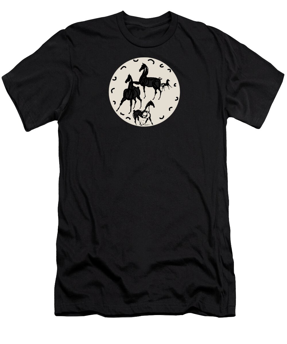Horses T-Shirt featuring the digital art Horses red plate by Mary Armstrong