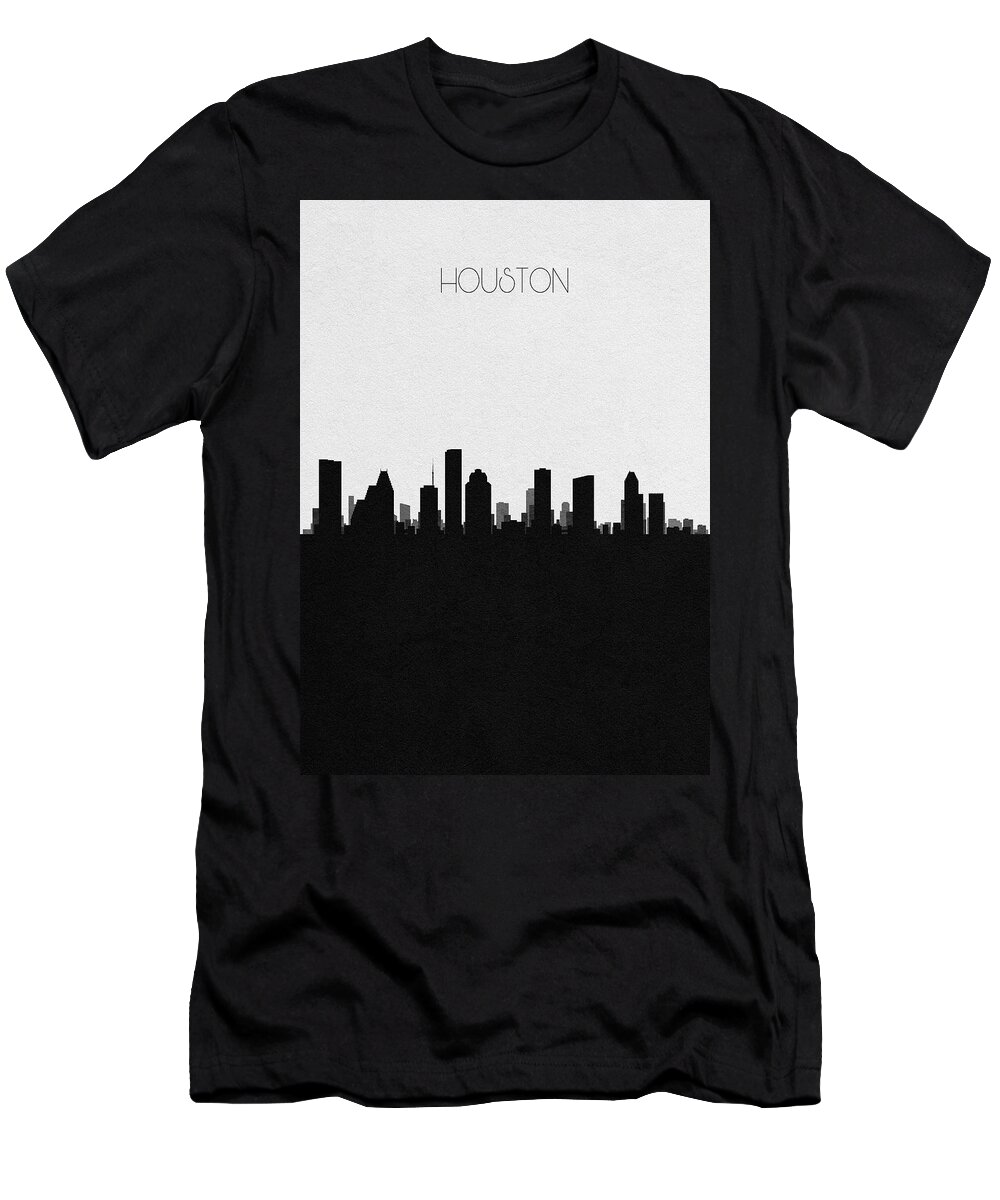 Houston T-Shirt featuring the digital art Houston Cityscape Art by Inspirowl Design