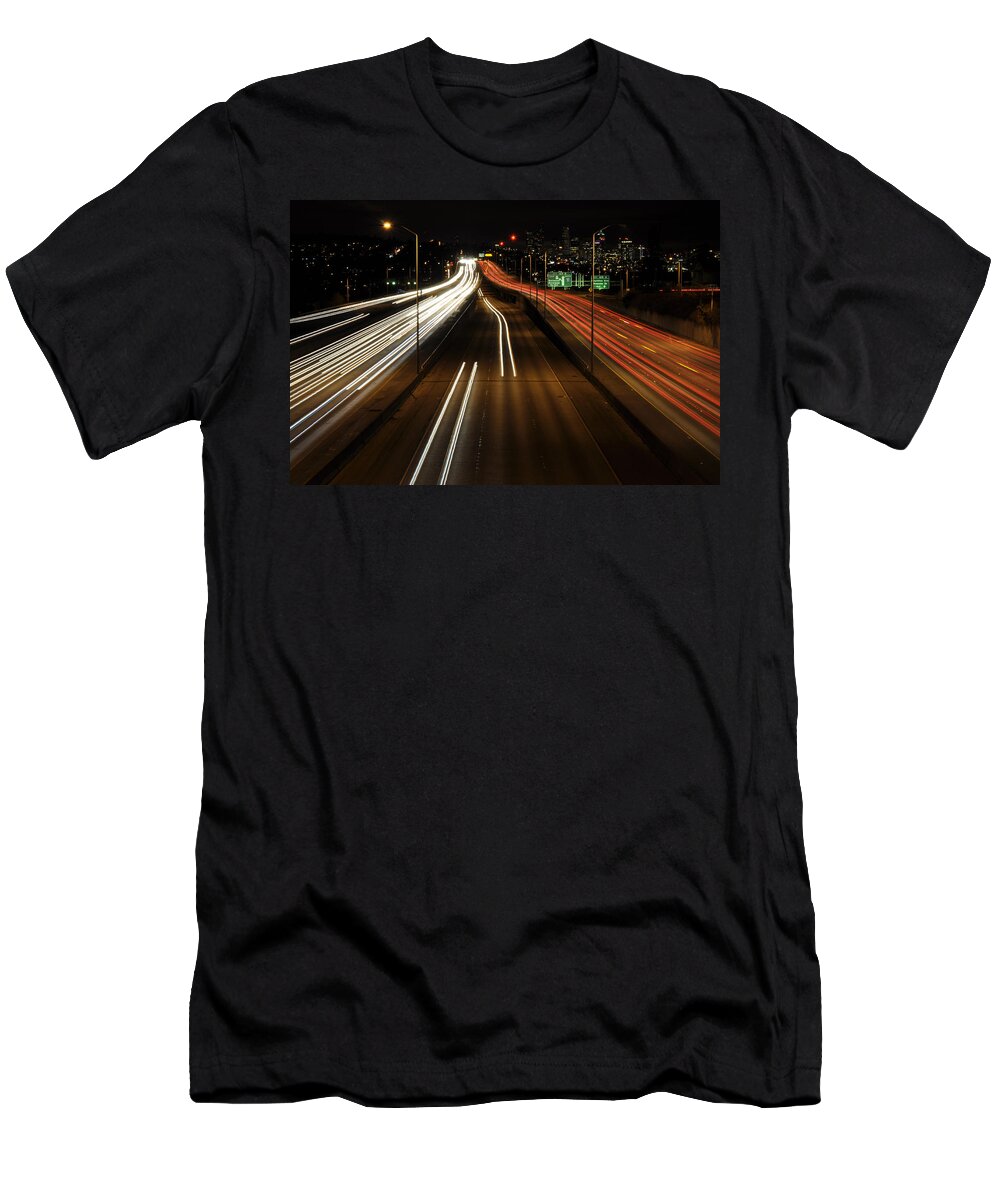 Night T-Shirt featuring the photograph I-5 at Night 2 by Pelo Blanco Photo