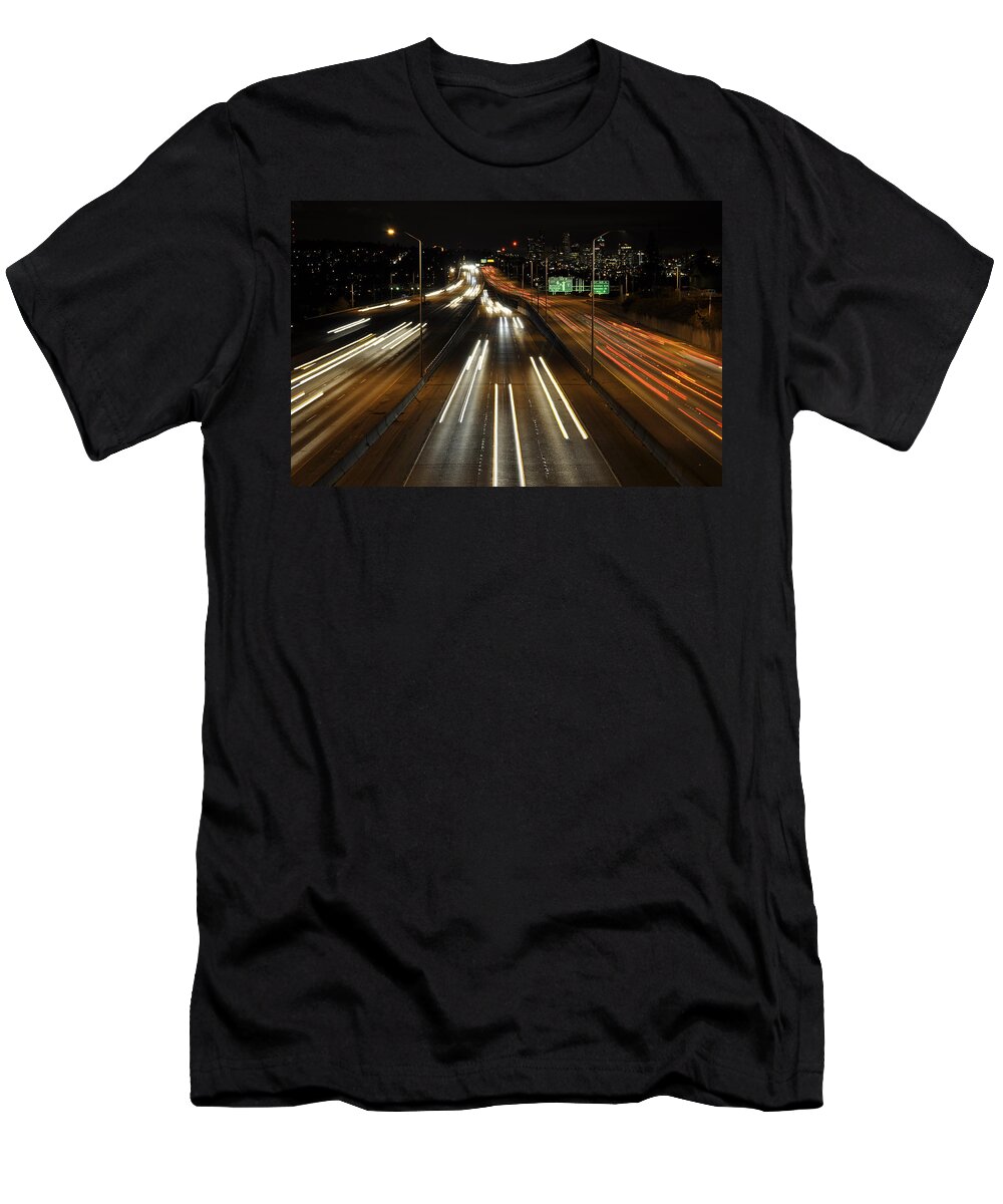 Night T-Shirt featuring the photograph I-5 at Night by Pelo Blanco Photo