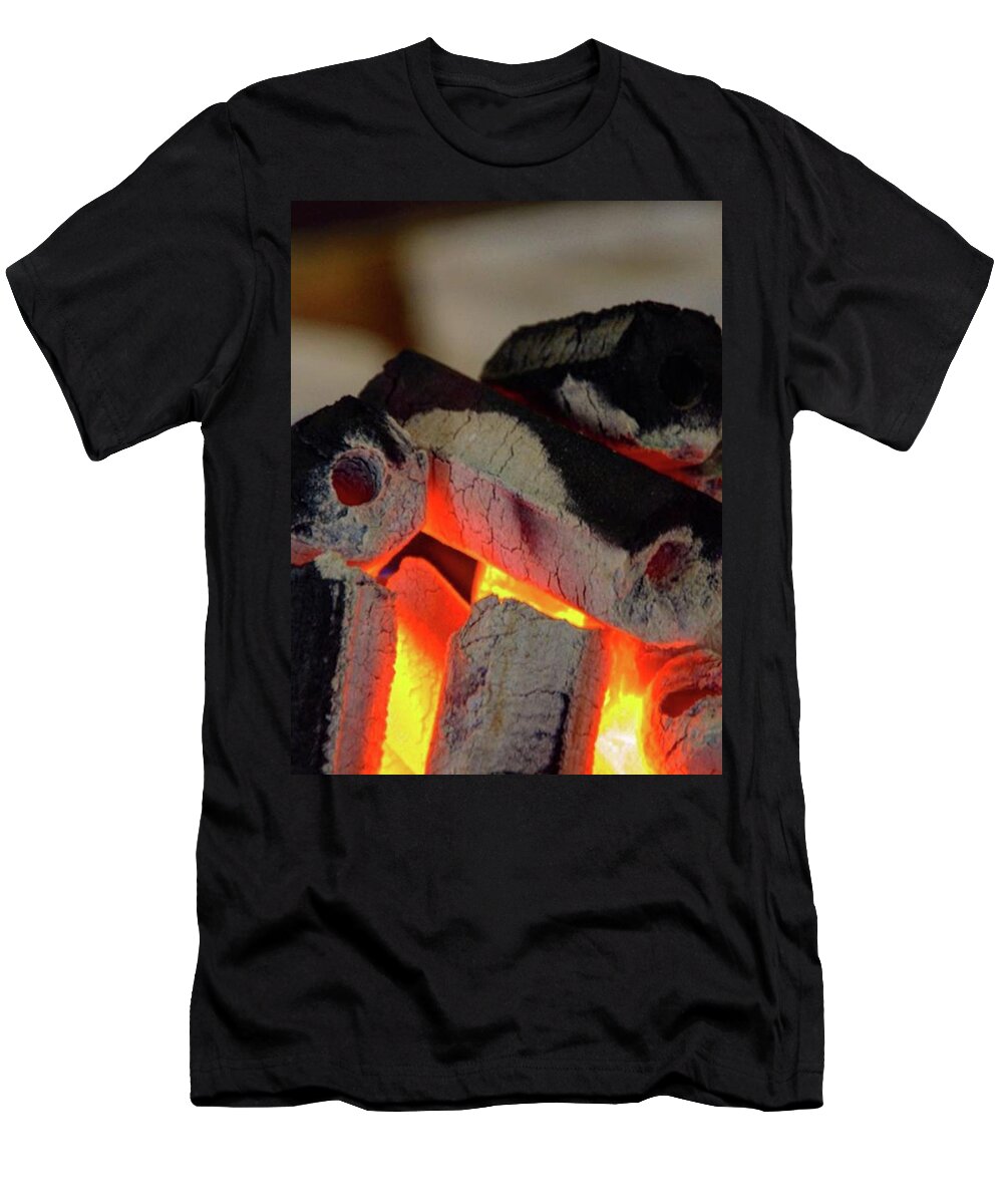Charcoal T-Shirt featuring the photograph Charcoal Fire by Ippei Uchida