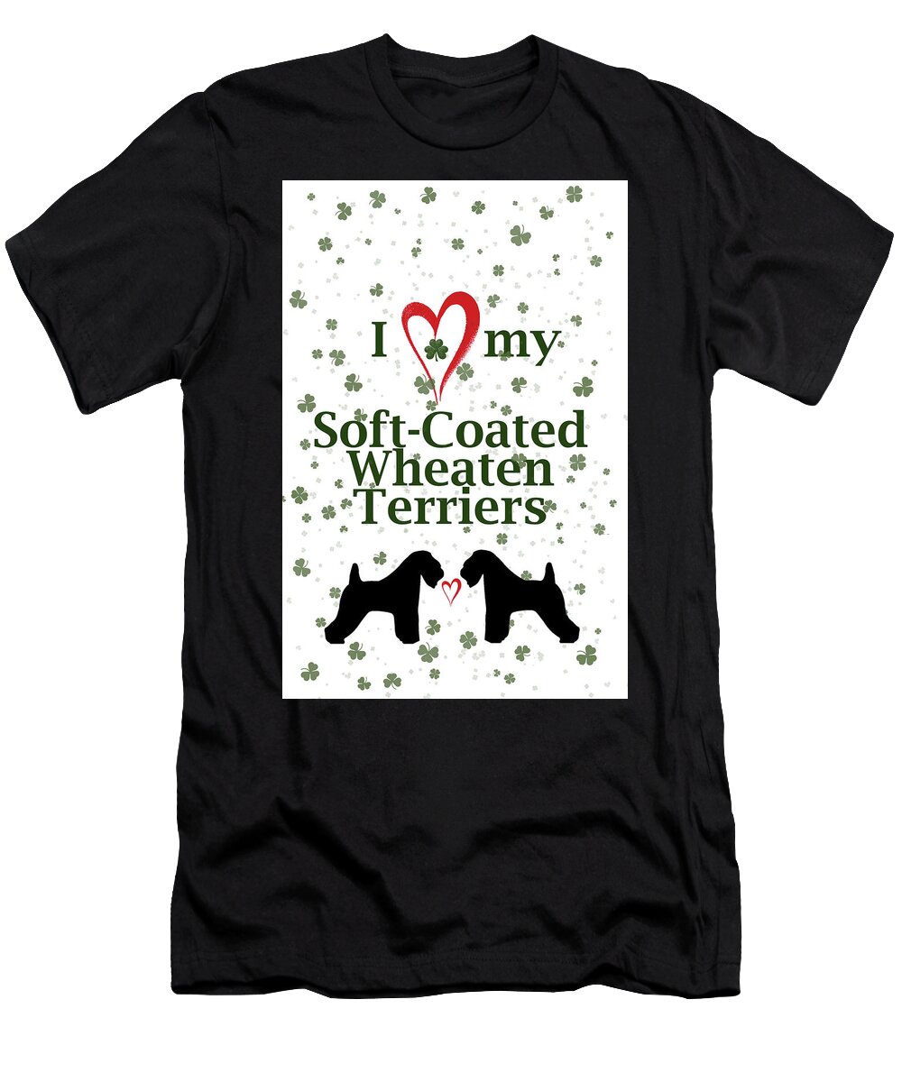 Wheaten Terriers T-Shirt featuring the digital art I love my Soft Coated Wheaten Terriers by Rebecca Cozart