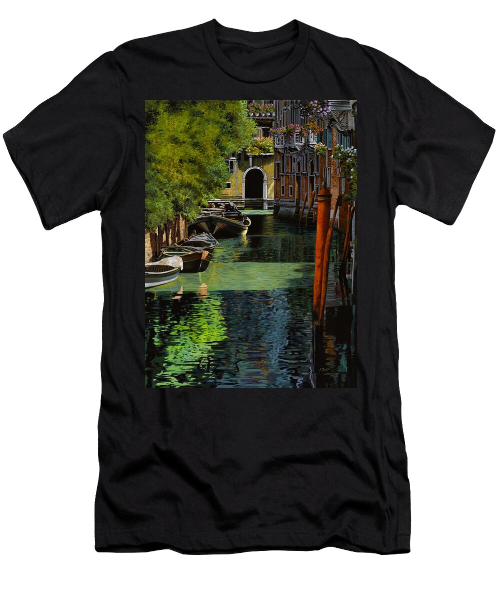 Venice T-Shirt featuring the painting il palo rosso a Venezia by Guido Borelli