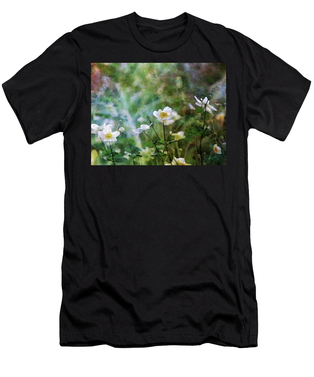 Impressionist T-Shirt featuring the photograph Impressionist White Flowers in the Garden 4765 IDP_2 by Steven Ward
