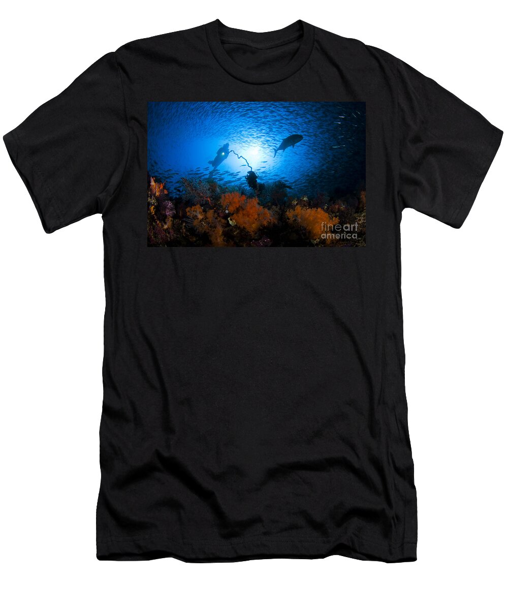 Adventure T-Shirt featuring the photograph Indonesian Reef Scene by Dave Fleetham - Printscapes