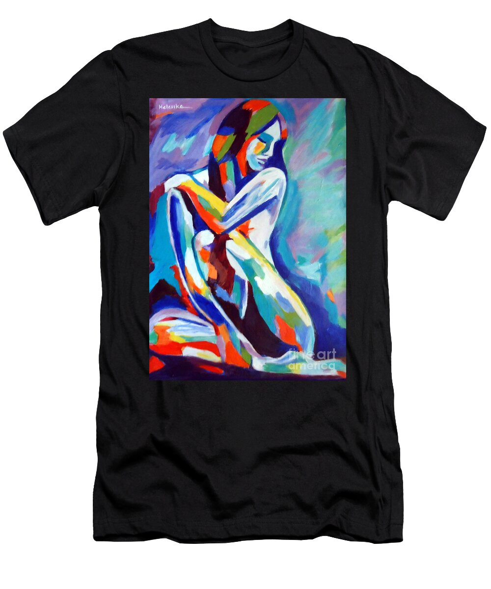 Contemporary Art T-Shirt featuring the painting Insightful pose by Helena Wierzbicki
