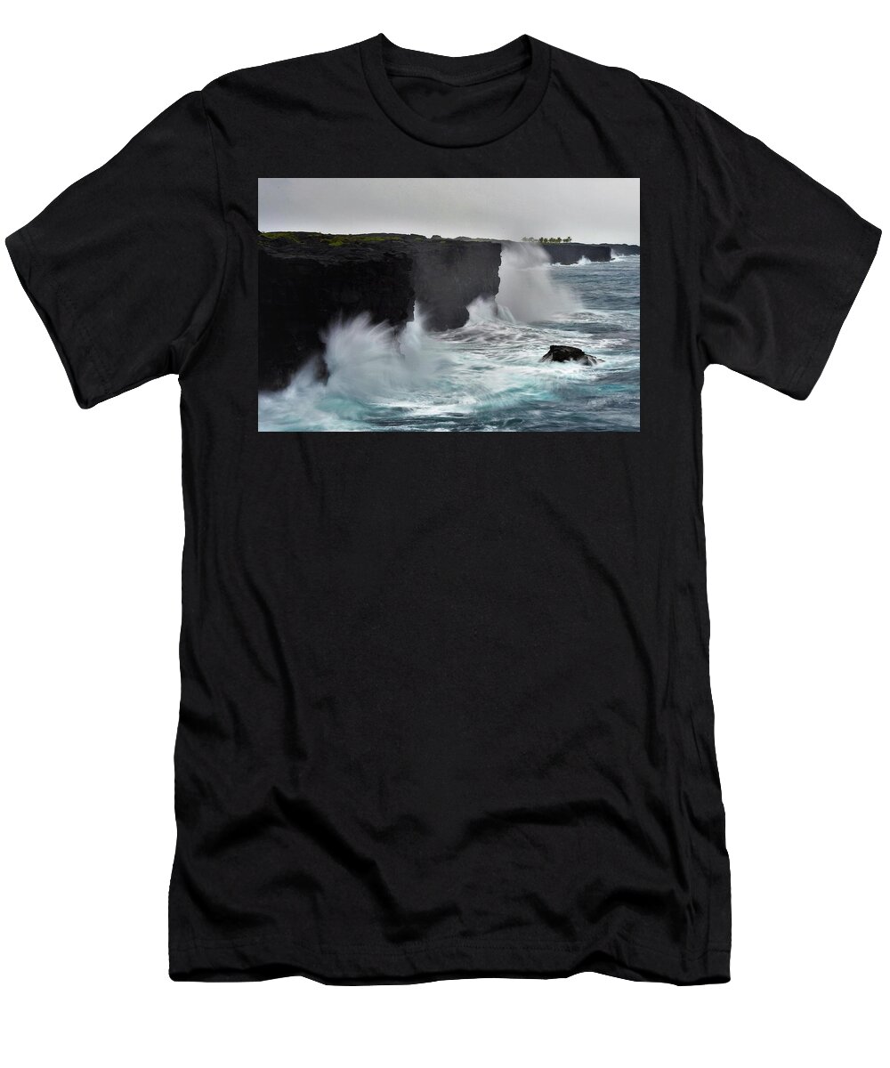 Waves T-Shirt featuring the photograph Intensity of the Sea by Heidi Fickinger