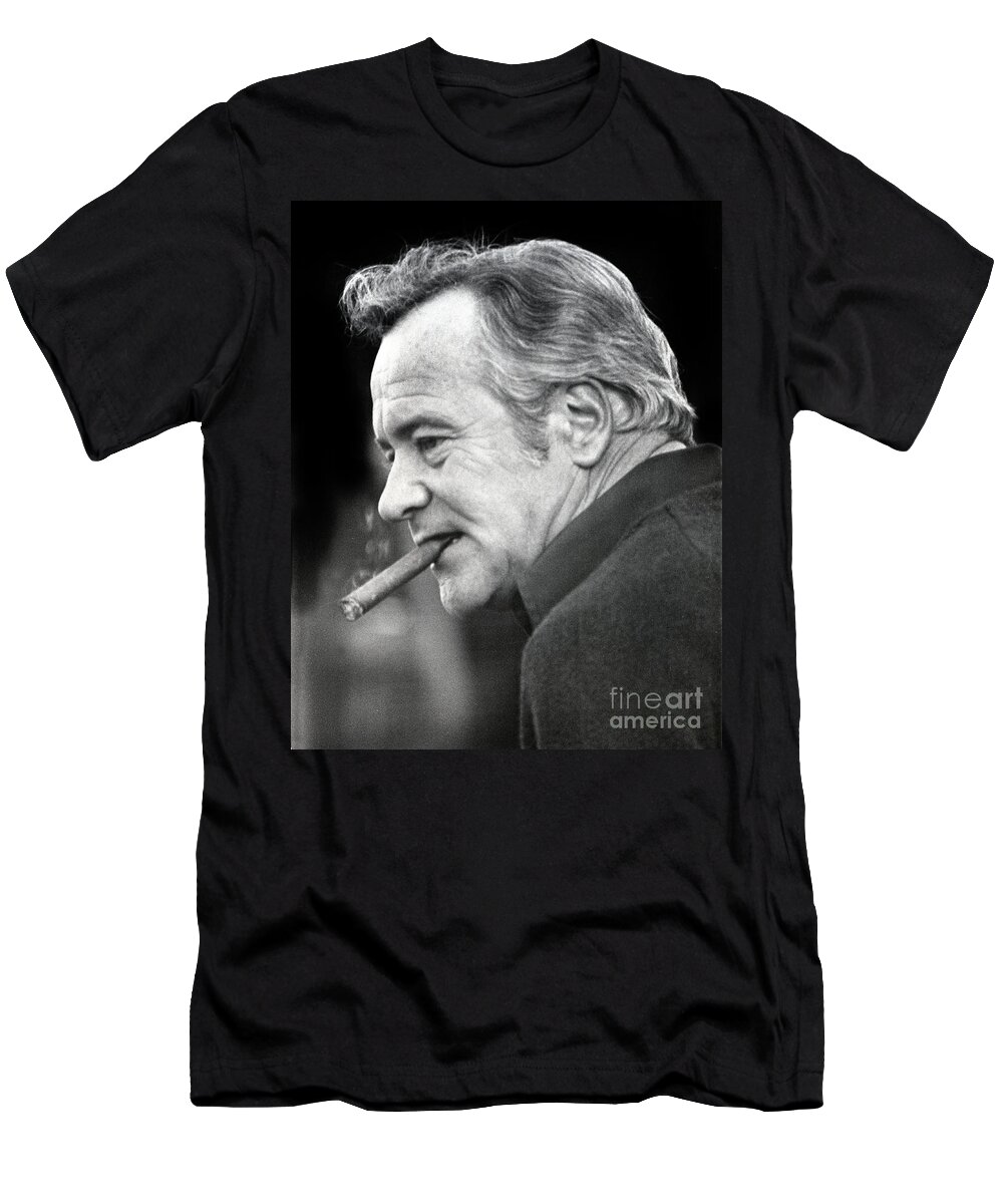 Jack Lemmon T-Shirt featuring the photograph Jack Lemmon, at the Bing Crosby National Pro-Amateur golf tourn 1977 by Monterey County Historical Society