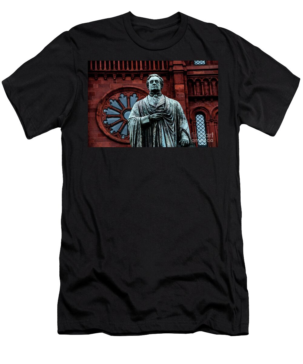 James T-Shirt featuring the photograph James Smithson Statue and Smithsonian Institute - Washington DC by Gary Whitton