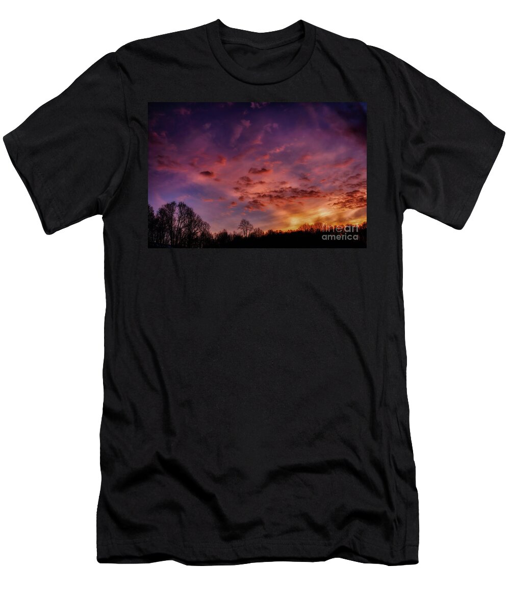 Sunset T-Shirt featuring the photograph January Appalachian Sunset Afterglow by Thomas R Fletcher