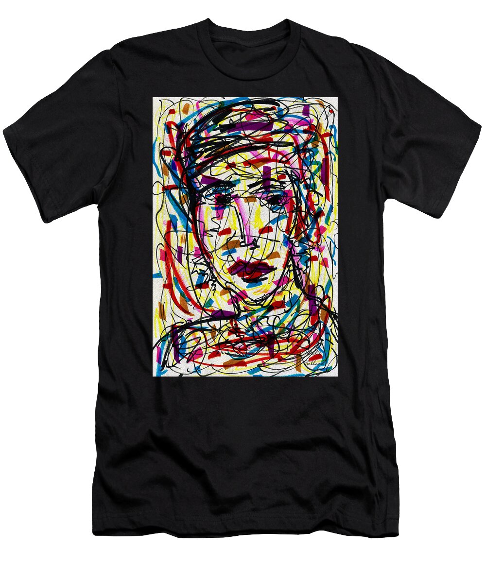 Face T-Shirt featuring the mixed media Jill by Natalie Holland