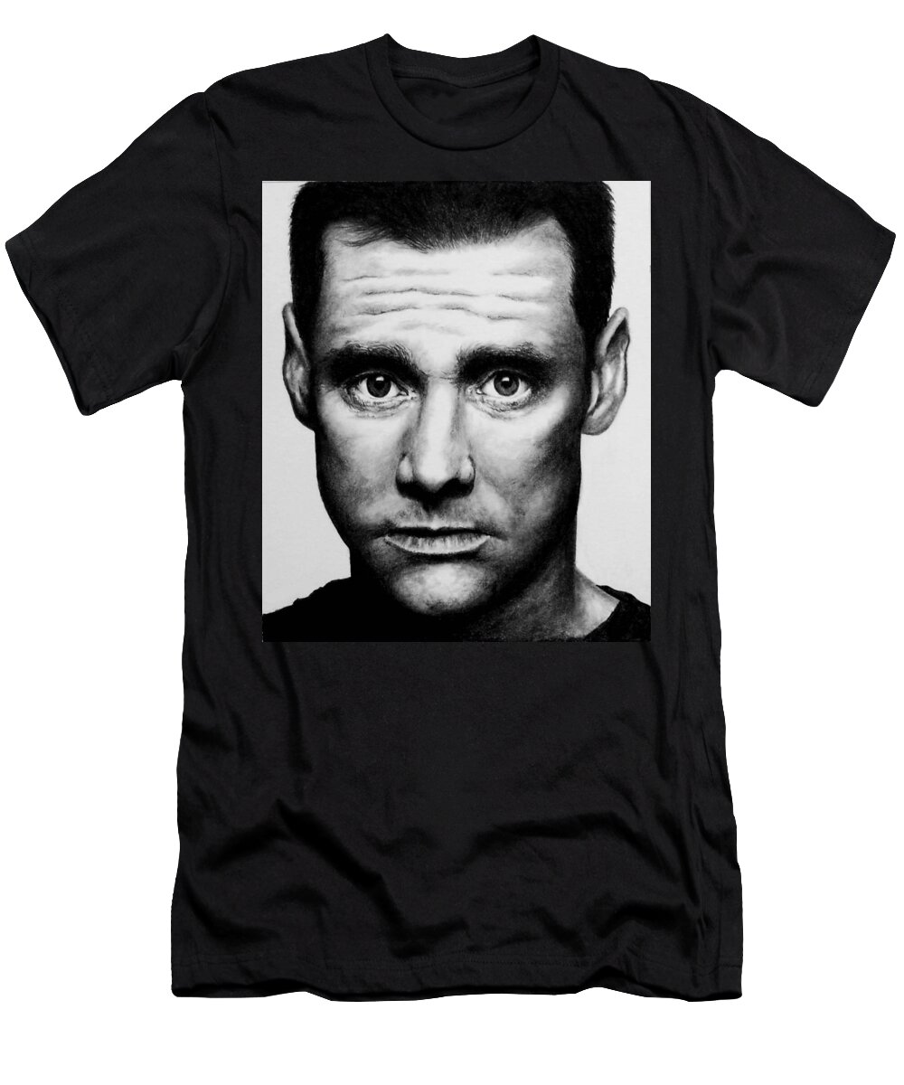 Jim Carrey T-Shirt featuring the drawing Jim Carrey by Rick Fortson