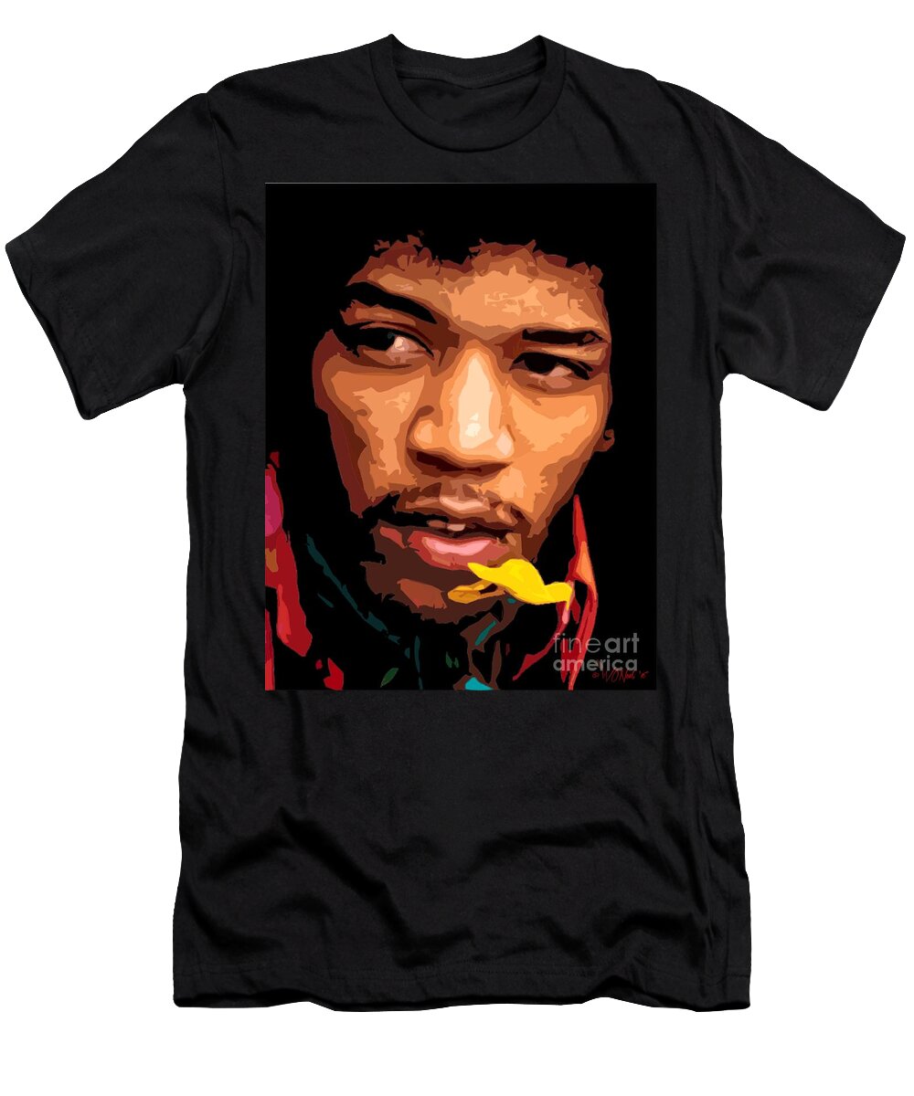 Faces T-Shirt featuring the digital art Jimi Hendrix 2 by Walter Neal