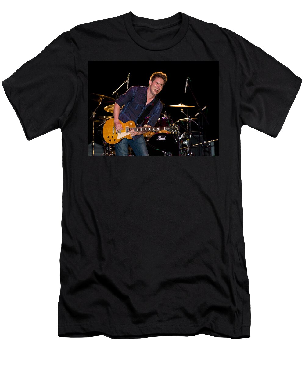 Tampa Bay Blues Festival 2011 T-Shirt featuring the photograph Jonny Lang Rocks his 1958 Les Paul Gibson Guitar by Ginger Wakem