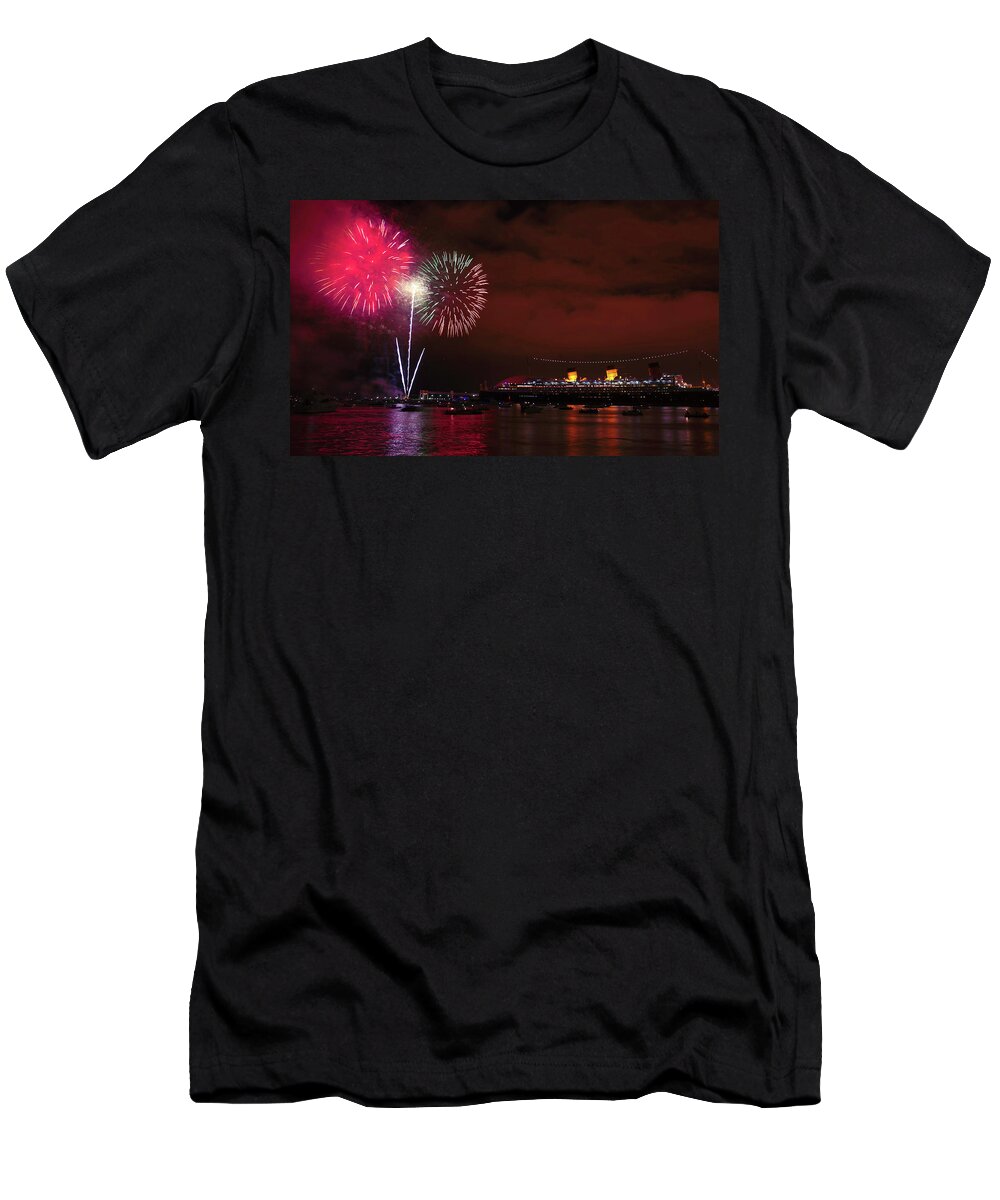 Independence Day T-Shirt featuring the photograph July 4th Fireworks - Long Beach California by Ram Vasudev