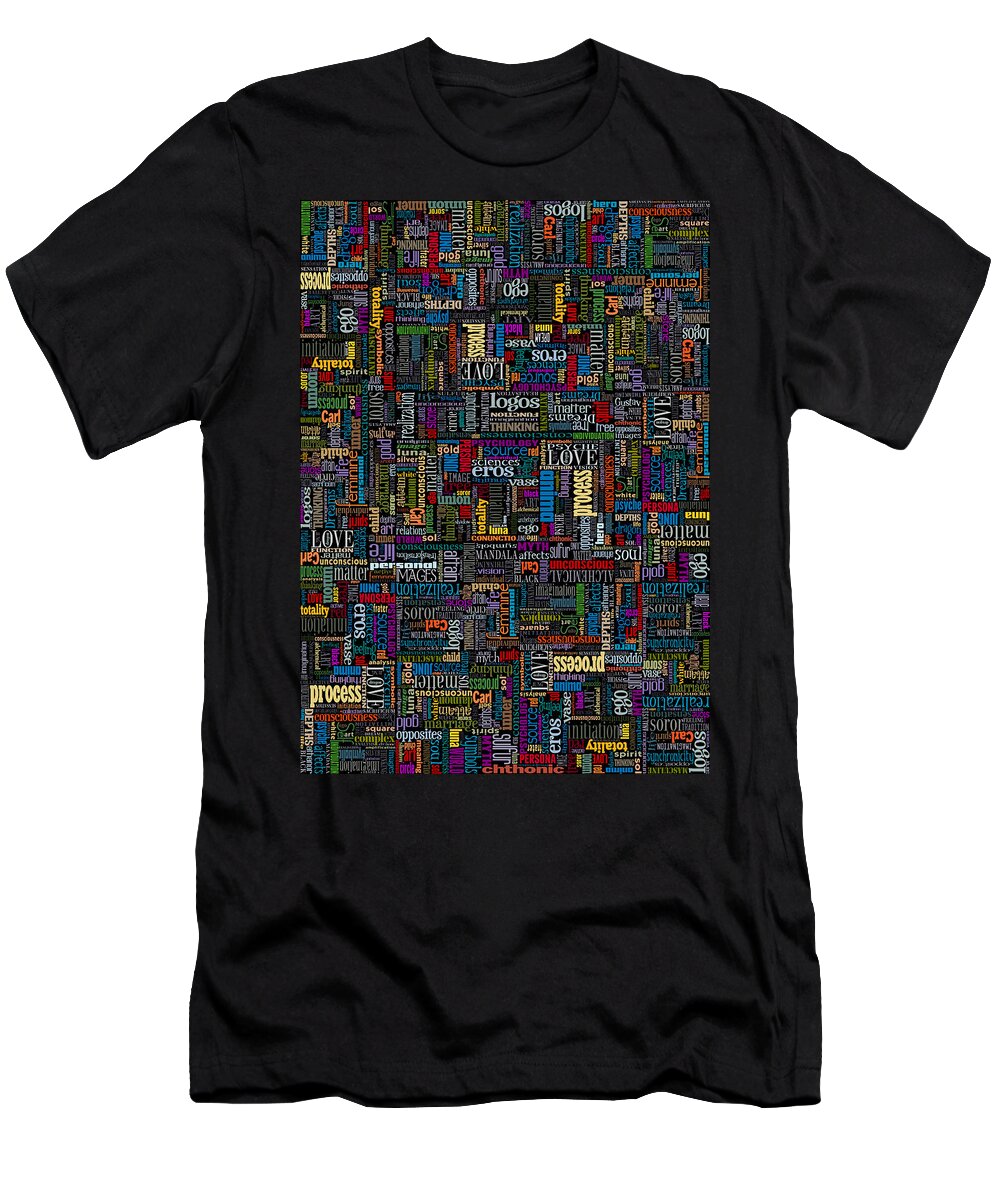 Carl Jung T-Shirt featuring the digital art Jungian Psychology Words by Garaga Designs