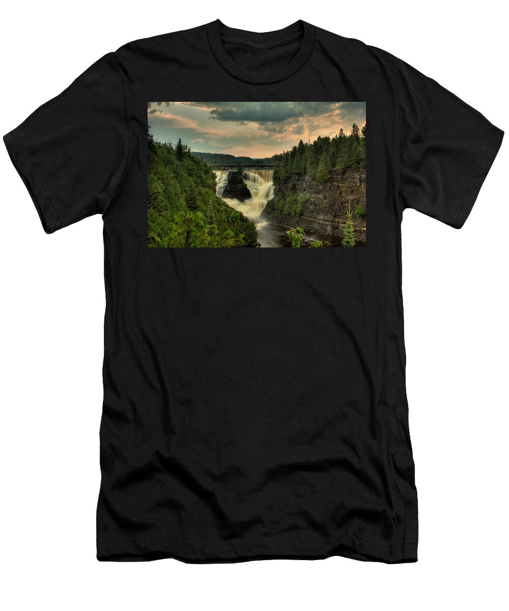 Green Mantle T-Shirt featuring the photograph Kakabeka Falls After a Storm by Jakub Sisak